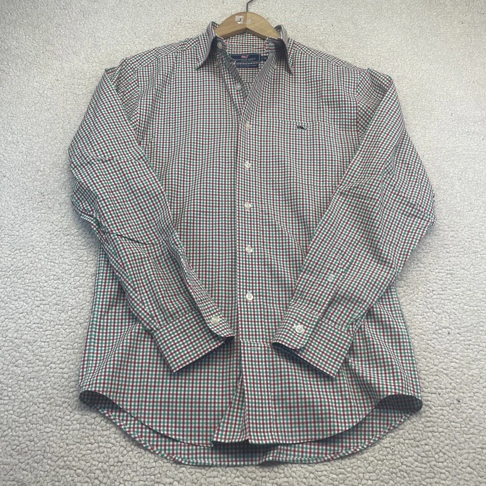 Vineyard Vines Button Down Mens XS Red Green Tucker Shirt Gingham Classic Fit